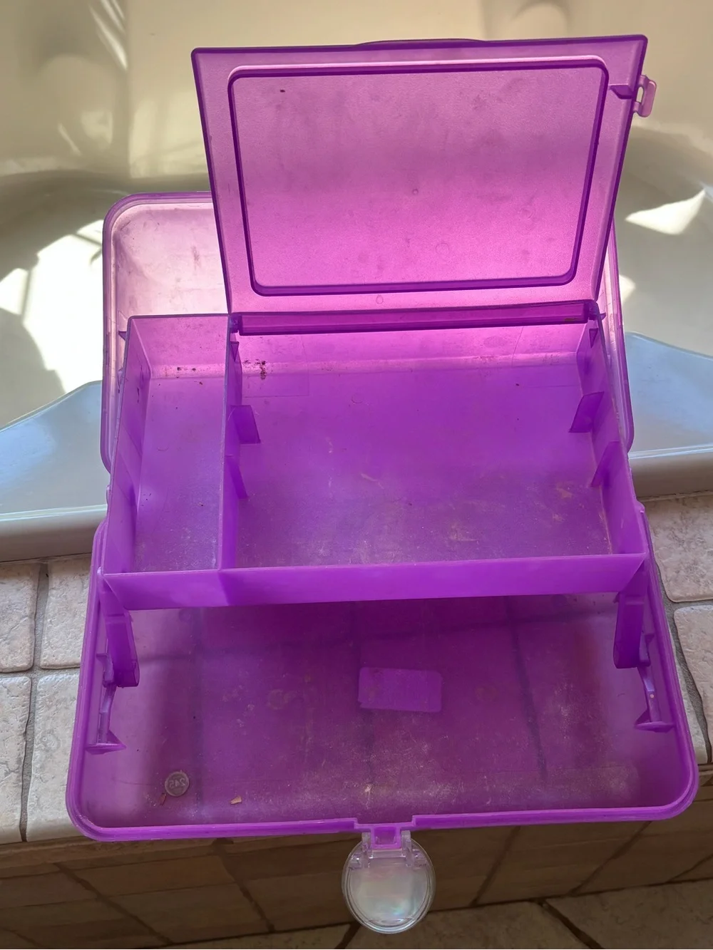 Vintage Caboodles Jellies Purple Sparkle Translucent Makeup Case Box Travel